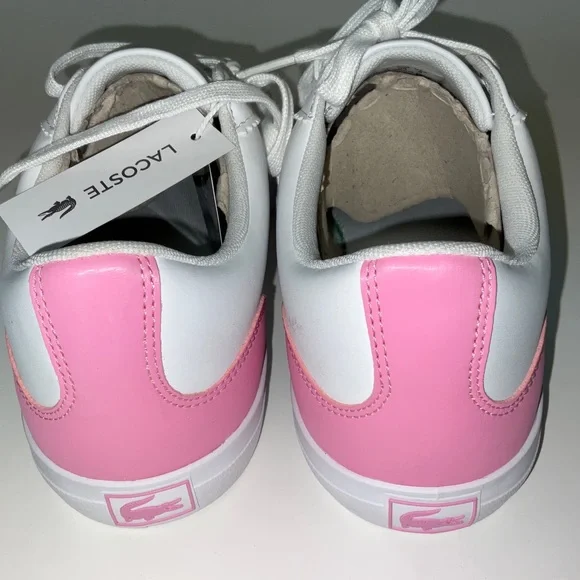 NIB Women’s Lacoste Lerond Sneakers White & Pink Size 6 - Picture 3 of 6